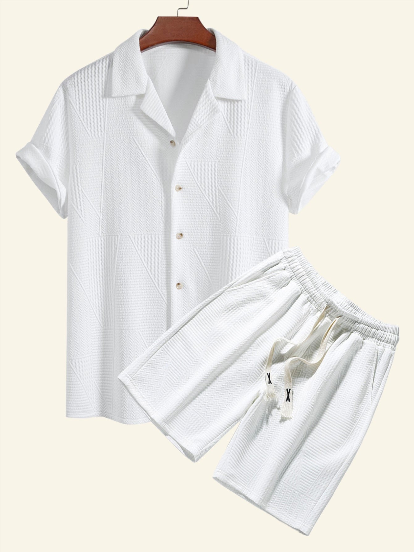 Unifarbenes Oberteil und Shorts mit Kordelzug für Sommerkleidung