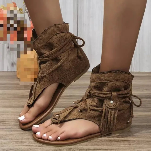 Damen-Sandalen-Retro-Tassel-Flip-Flops-Gummi-Sommer