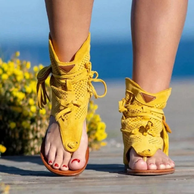 Damen-Sandalen-Retro-Tassel-Flip-Flops-Gummi-Sommer