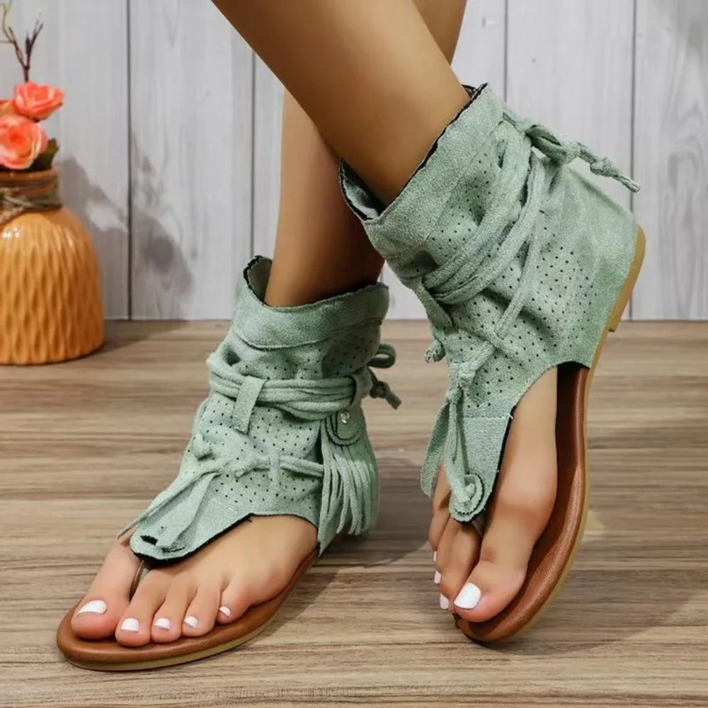 Damen-Sandalen-Retro-Tassel-Flip-Flops-Gummi-Sommer
