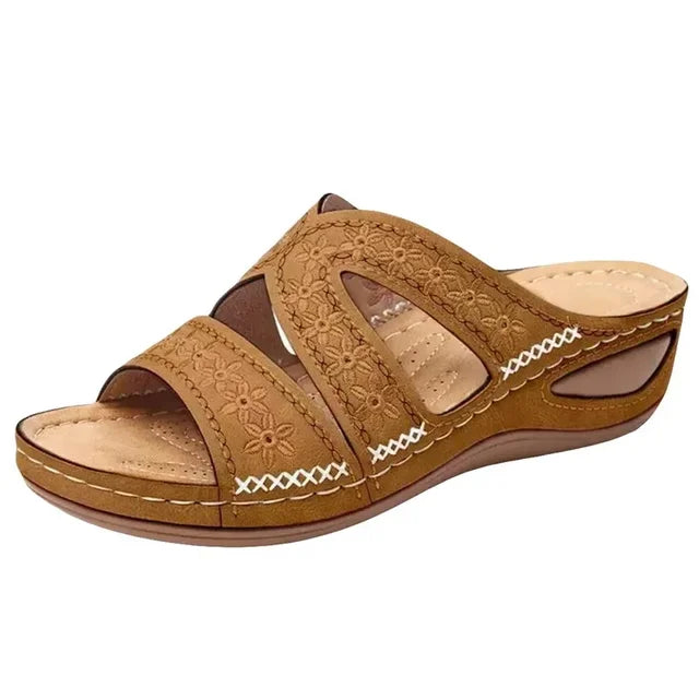 Damen - Orthopädische Sandalen - Blumenstickerei- Kunstleder- Sommer