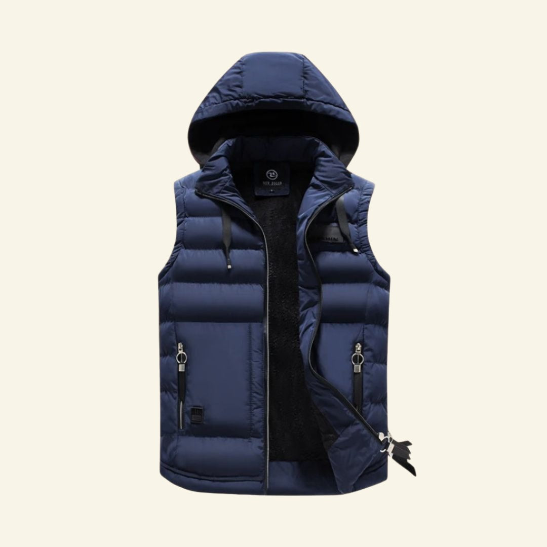 Männer - Weste - Ärmelloser Slim Fit mit Kapuze - Dicker Freizeitparka - Winter