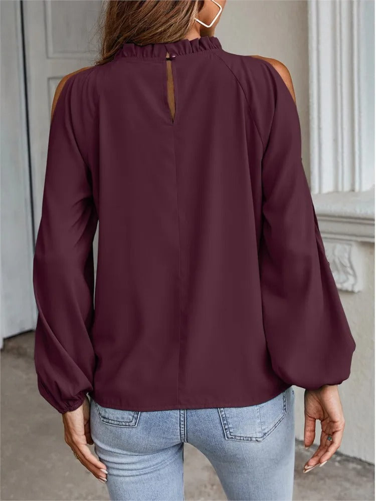 Lila Business Style grüner Rundhalsausschnitt mit Fleece Damenbluse