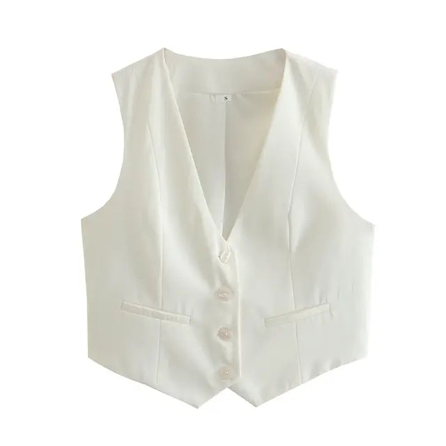 Damen-Weste- Slim Fit Button Down Design- Baumwolle- Sommer