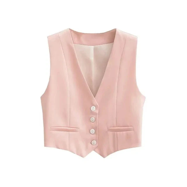 Damen-Weste- Slim Fit Button Down Design- Baumwolle- Sommer