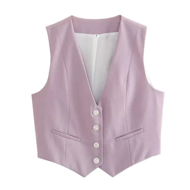 Damen-Weste- Slim Fit Button Down Design- Baumwolle- Sommer
