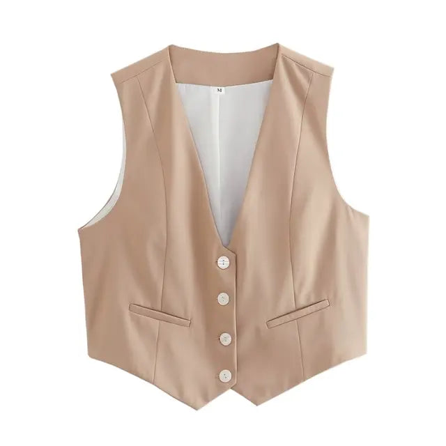 Damen-Weste- Slim Fit Button Down Design- Baumwolle- Sommer