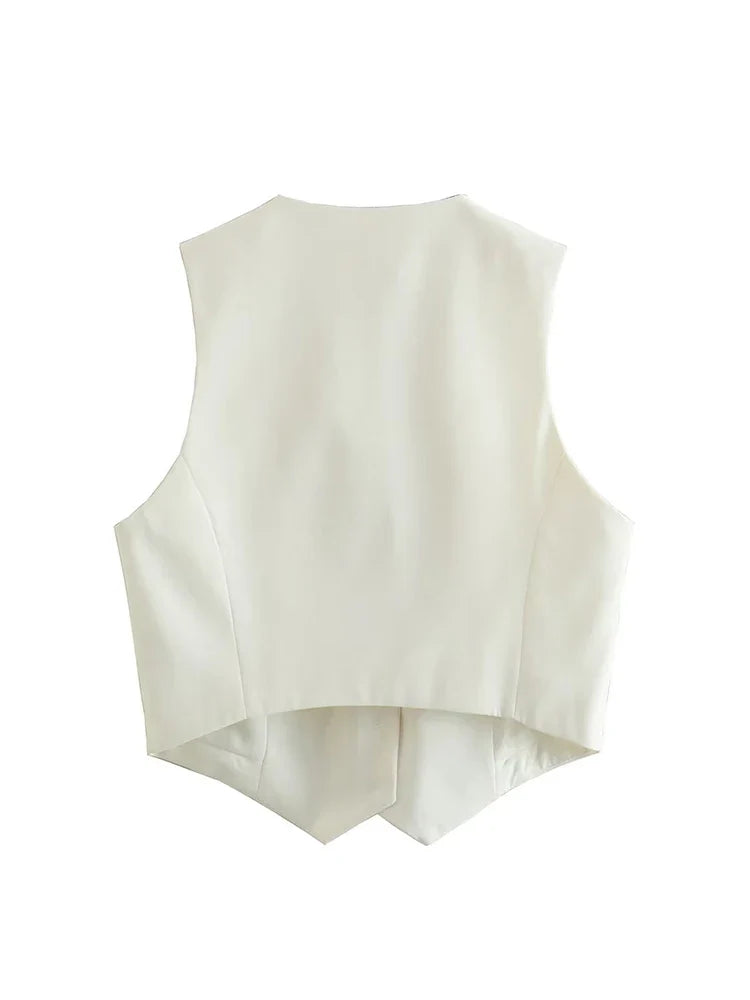 Damen-Weste- Slim Fit Button Down Design- Baumwolle- Sommer