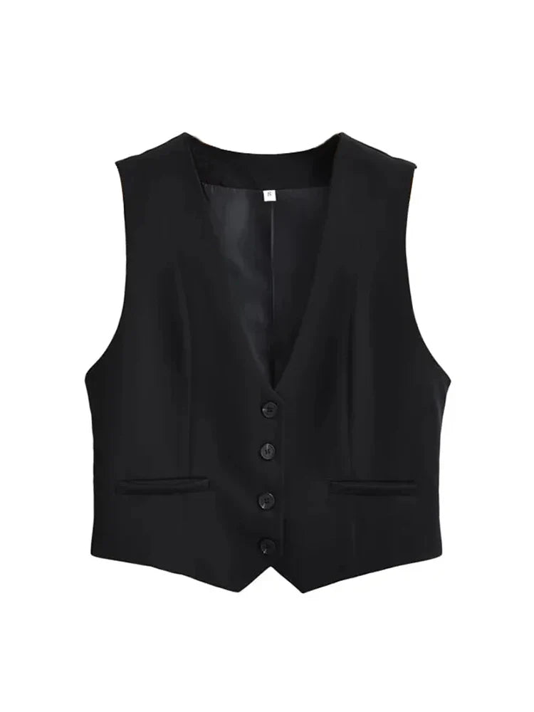 Damen-Weste- Slim Fit Button Down Design- Baumwolle- Sommer