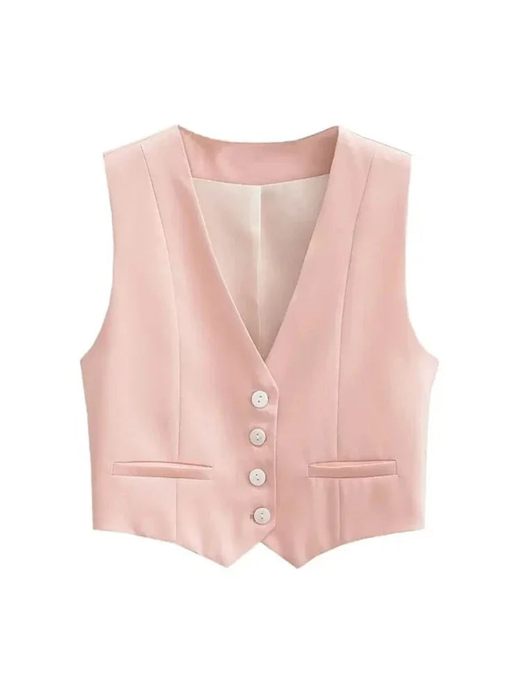 Damen-Weste- Slim Fit Button Down Design- Baumwolle- Sommer