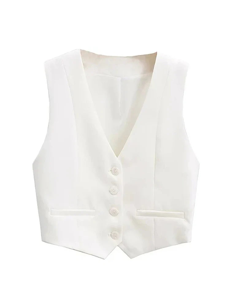 Damen-Weste- Slim Fit Button Down Design- Baumwolle- Sommer