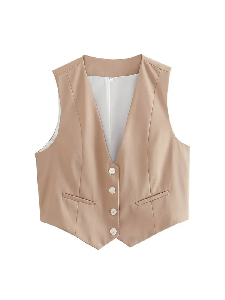Damen-Weste- Slim Fit Button Down Design- Baumwolle- Sommer