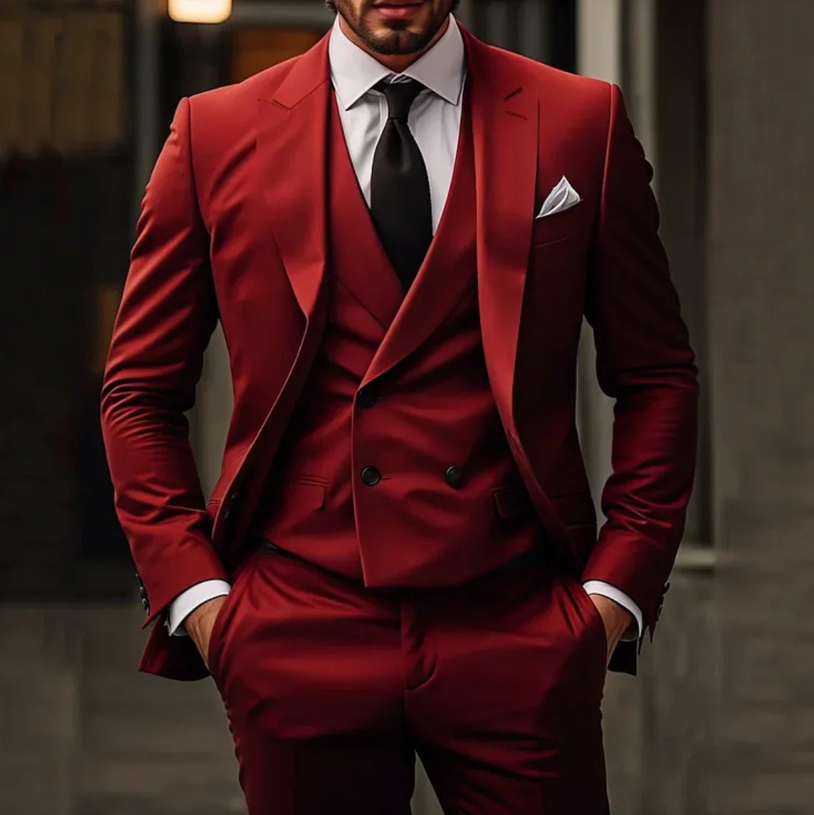 Anspruchsvoller Business-Anzug für Männer mit Weste, Blazer und Hose