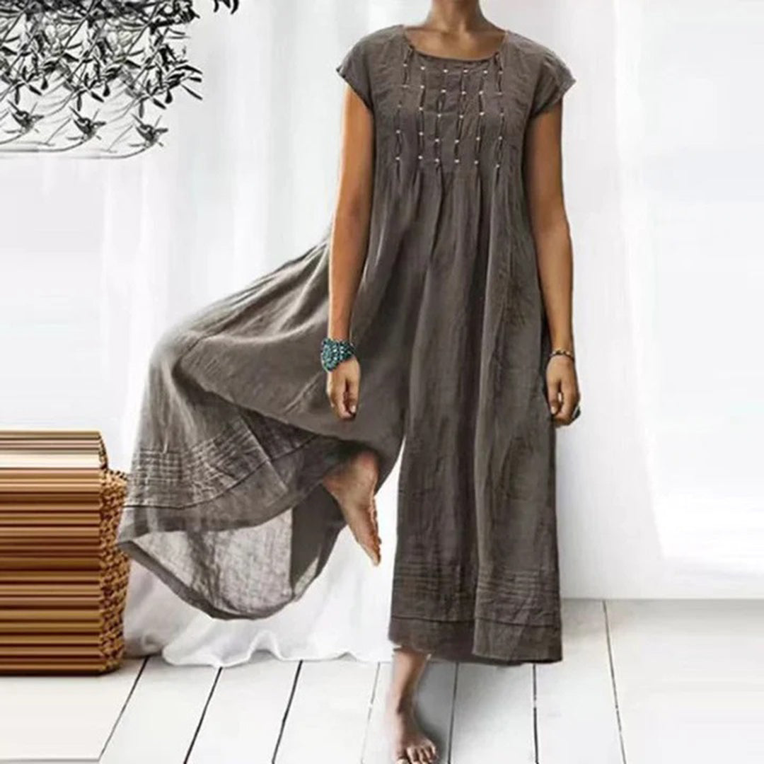 Leichter Jumpsuit mit weitem Bein in Uni-Farbe
