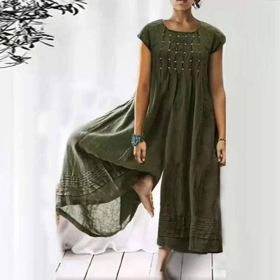 Leichter Jumpsuit mit weitem Bein in Uni-Farbe