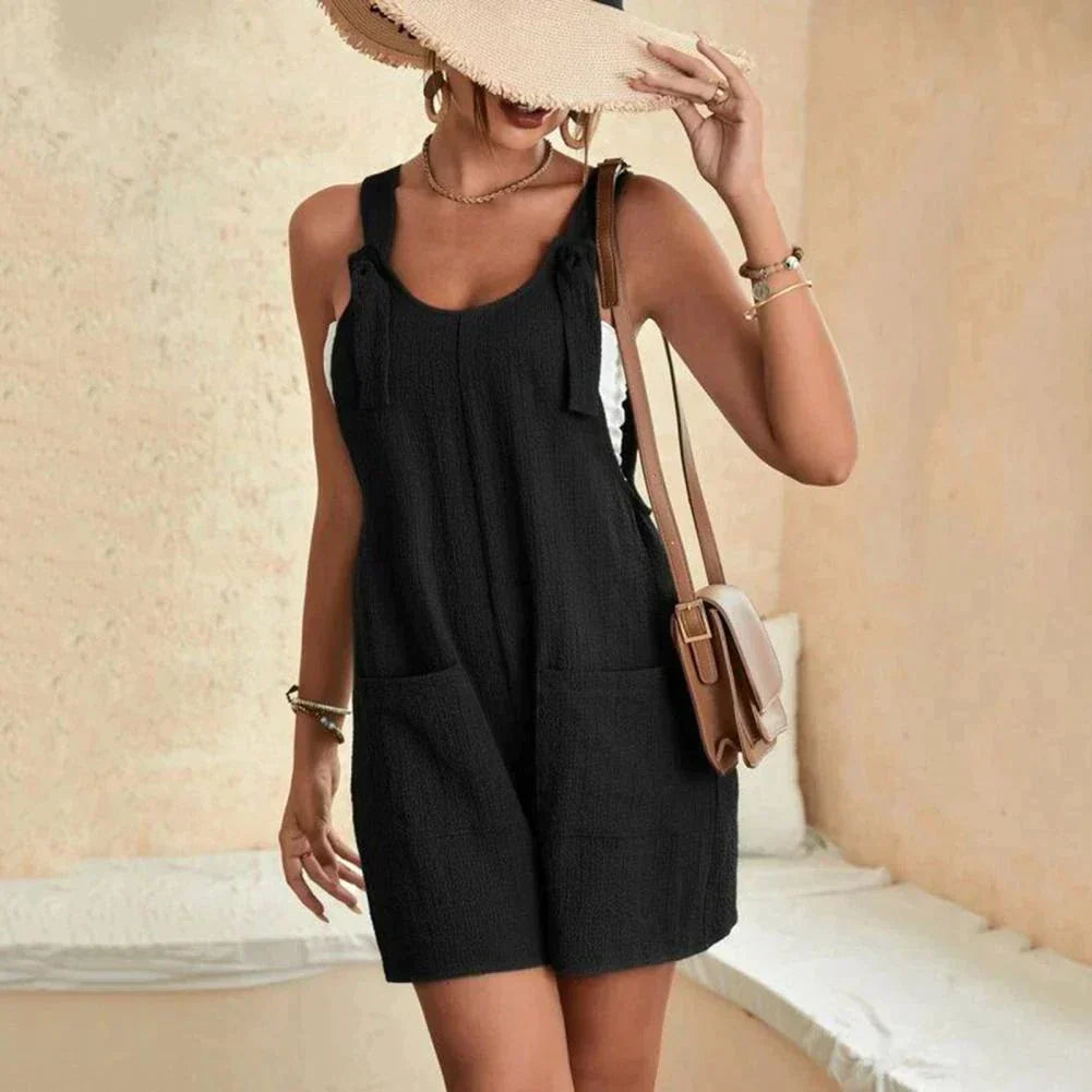 Schicker ärmelloser Strampler Jumpsuit mit 2 Taschen