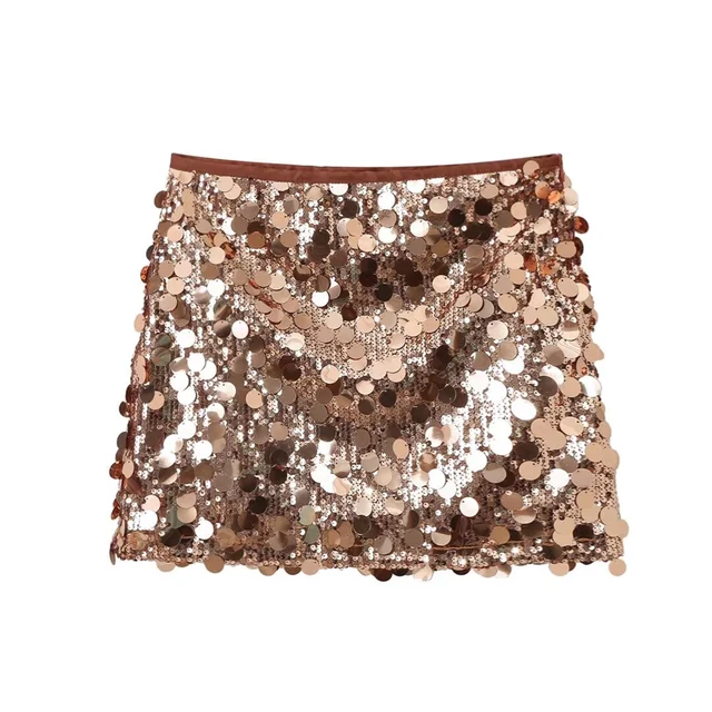 Frauen - Minirock - Hohe Taille, glitzernd - Sommer