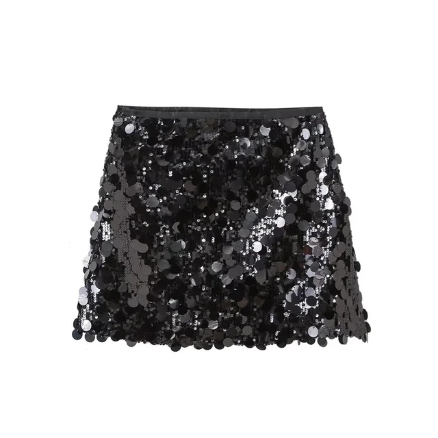 Frauen - Minirock - Hohe Taille, glitzernd - Sommer