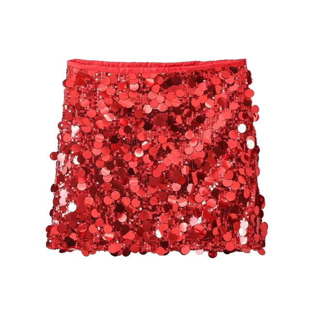 Frauen - Minirock - Hohe Taille, glitzernd - Sommer