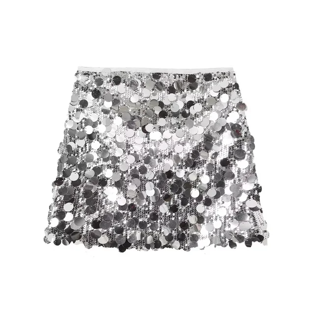 Frauen - Minirock - Hohe Taille, glitzernd - Sommer