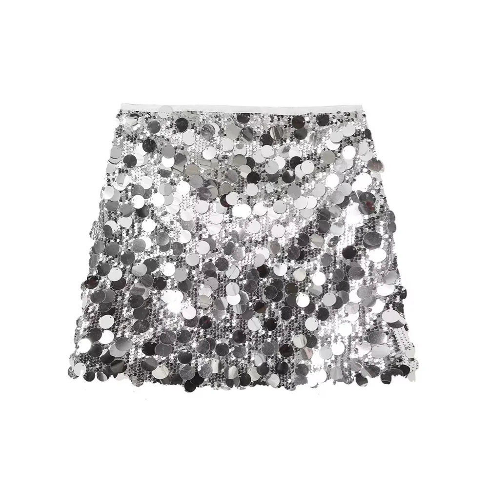 Frauen - Minirock - Hohe Taille, glitzernd - Sommer