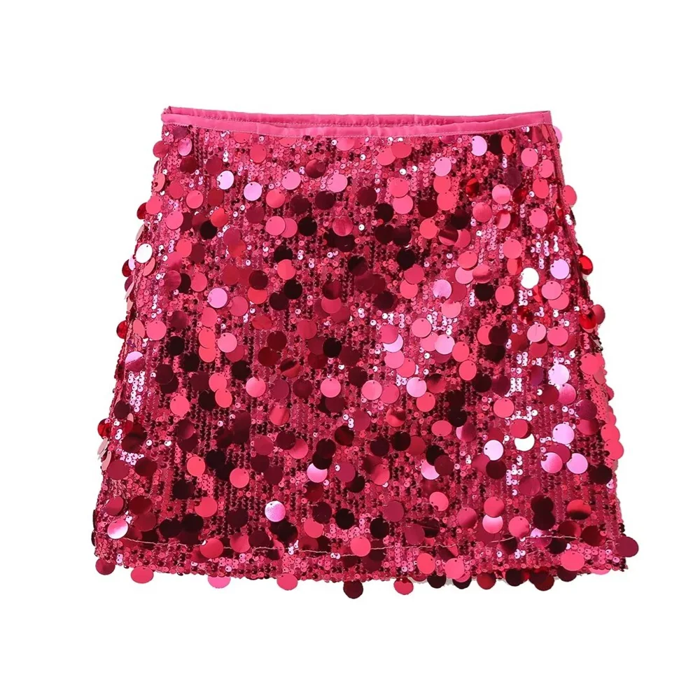 Frauen - Minirock - Hohe Taille, glitzernd - Sommer