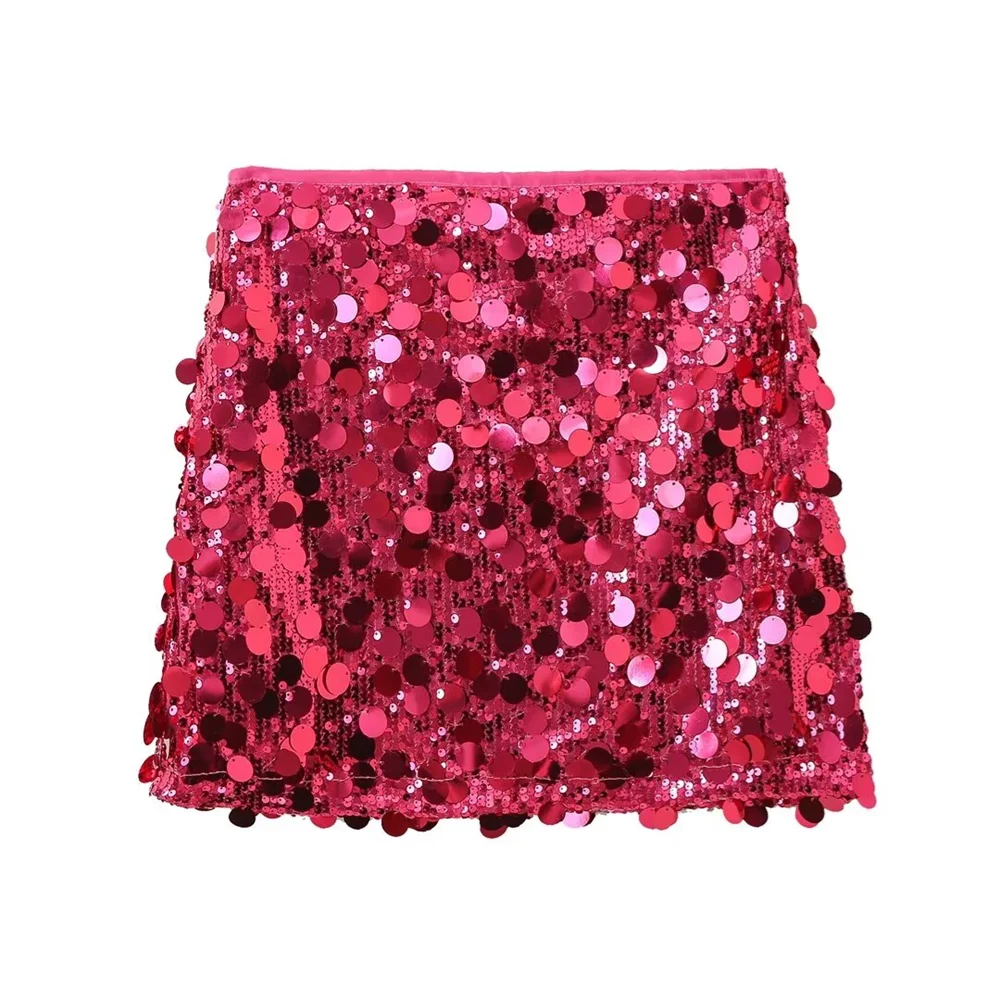 Frauen - Minirock - Hohe Taille, glitzernd - Sommer
