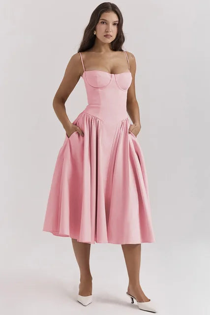 Damen - Midikleid - Polyester Retro Plissee - Ärmellos - Sommer
