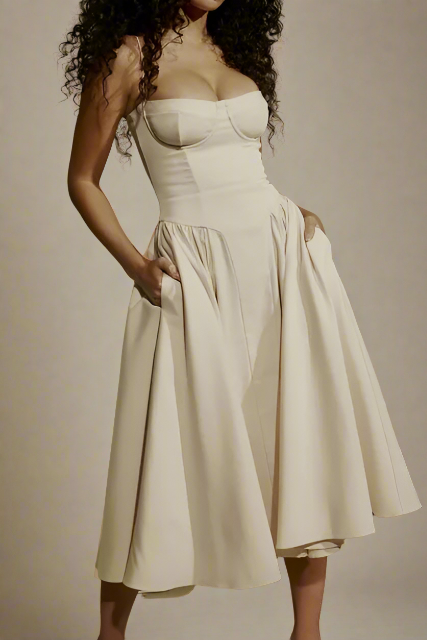 Damen - Midikleid - Polyester Retro Plissee - Ärmellos - Sommer