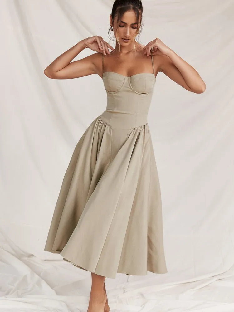 Damen - Midikleid - Polyester Retro Plissee - Ärmellos - Sommer