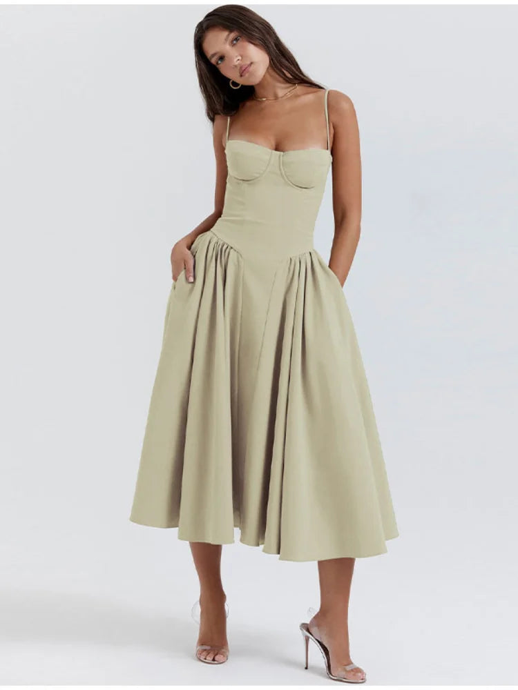 Damen - Midikleid - Polyester Retro Plissee - Ärmellos - Sommer