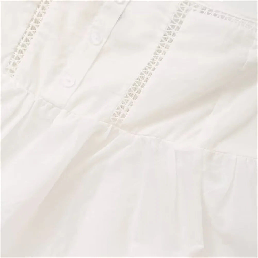 Damen - Top - Slim Fit Vertikale Spitze Popeline Träger - Sommer