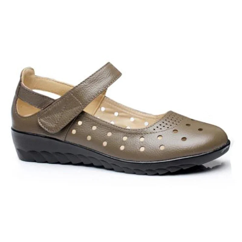 Damen- Sandale- hohl- Schlupf- Knöchelriemen- Echtes Leder- Sommer