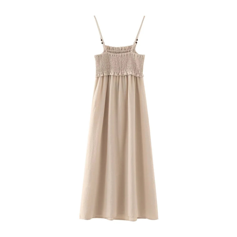 Damen-Kleid-Waben-Gittermuster-Sleeveless-Spaghetti-Träger-Sommer