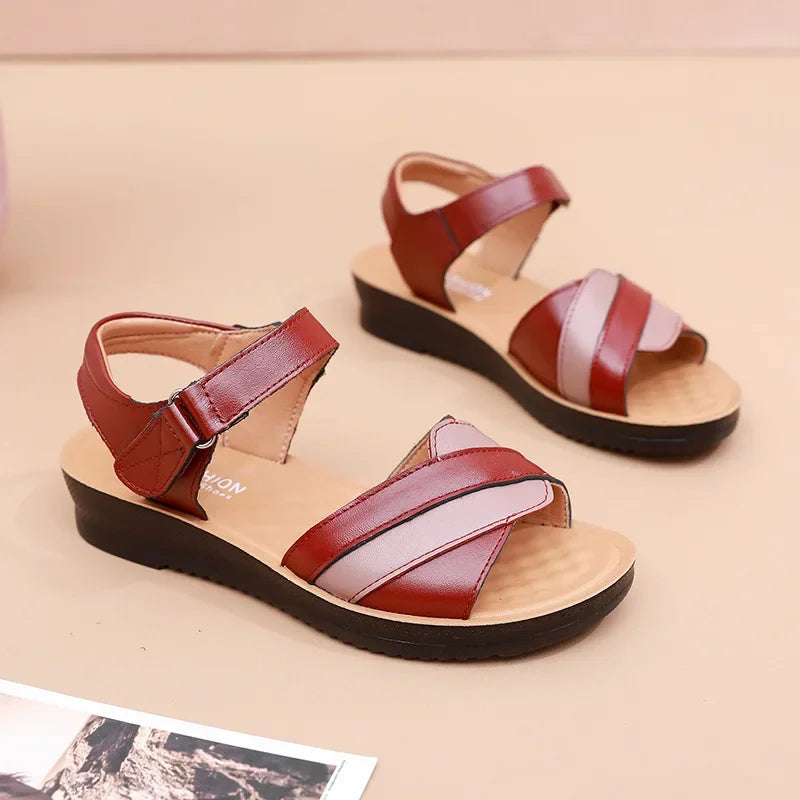Damen - Sandalen - Echtleder/Gummi - Weiche Sohle - Sommer