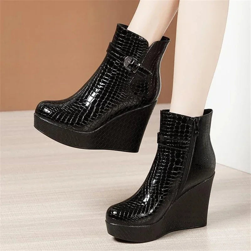 Damen- Schuhe- hohe Absätze- Riemen- Plateau- Spaltleder- Sommer