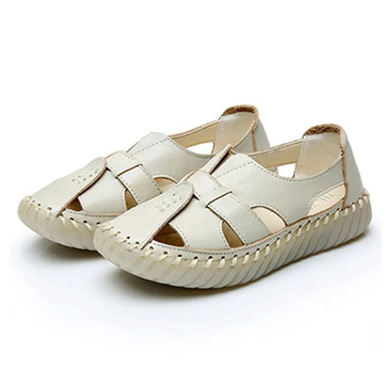 Damen- Sandale- hohl- Schlupf- dicker Boden- Echtes Leder- Sommer