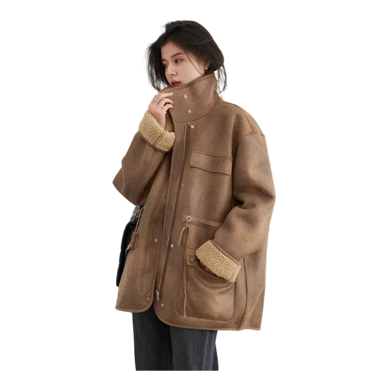 Damen - Jacke - Wendejacke aus Wildleder - Motorrad-Outdoorbekleidung - Winter