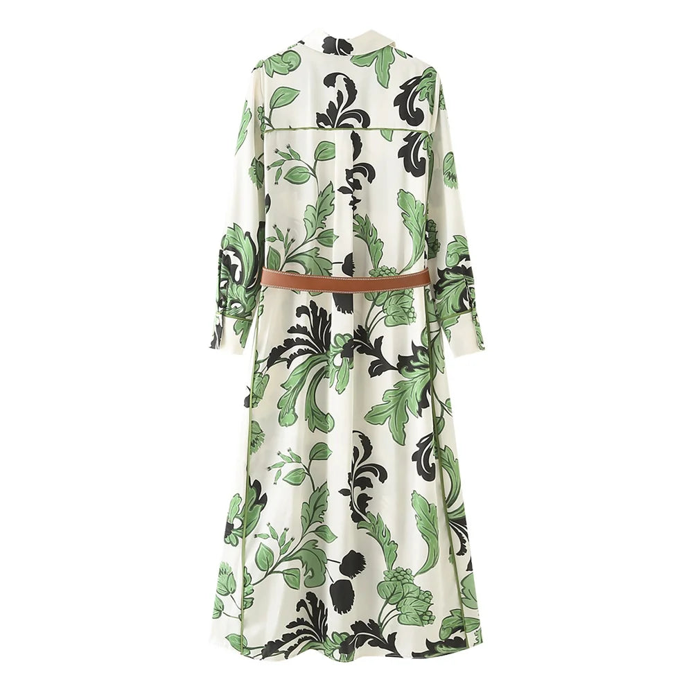 Damen - Lässiges Hemdkleid mit Umlegekragen und Gürtel - Alle Jahreszeiten