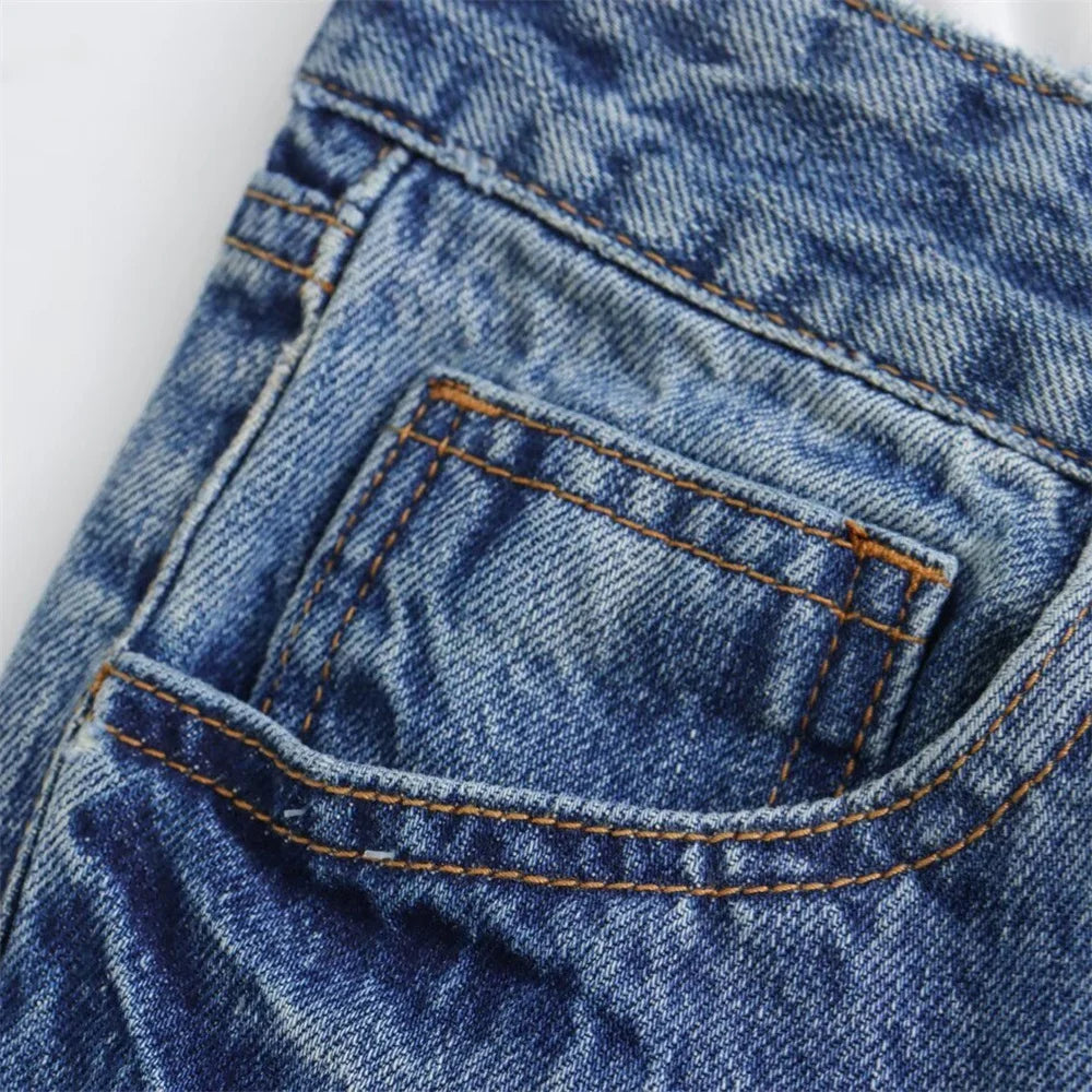 Damen - Jeans - Lässig, vielseitig, weites Bein, mittlere Taille - Denim