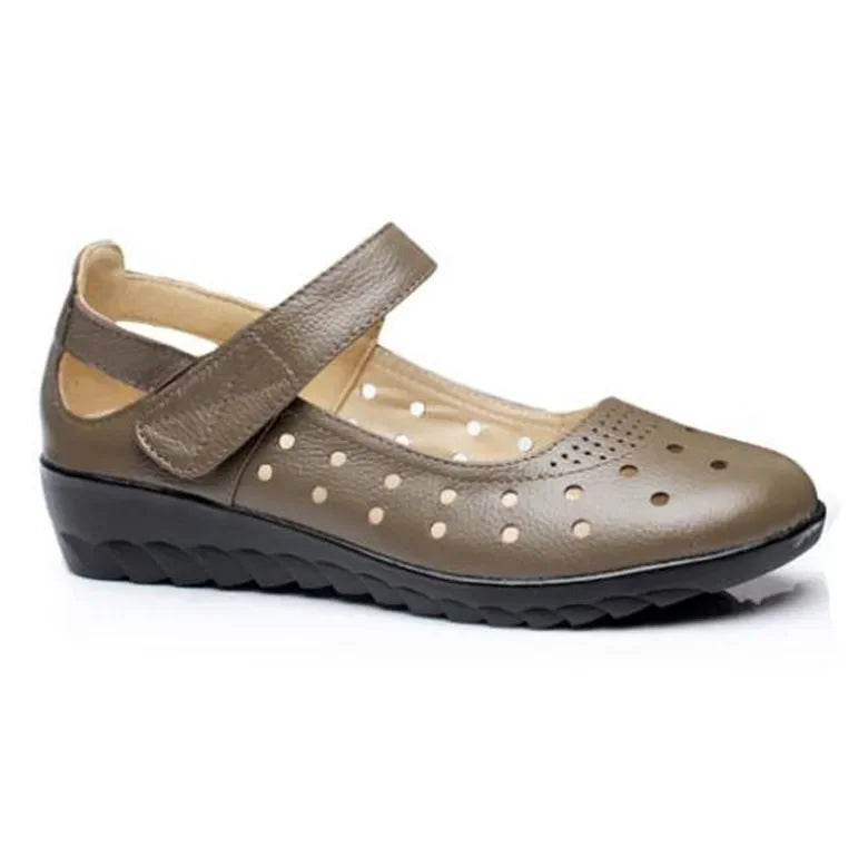 Damen- Sandale- hohl- Schlupf- Knöchelriemen- Echtes Leder- Sommer