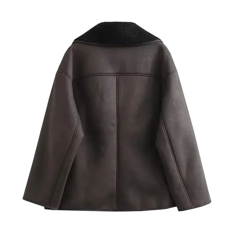 Damen - Dicke Plüschjacke - Warmer Mantel - Outdoorbekleidung - Winter