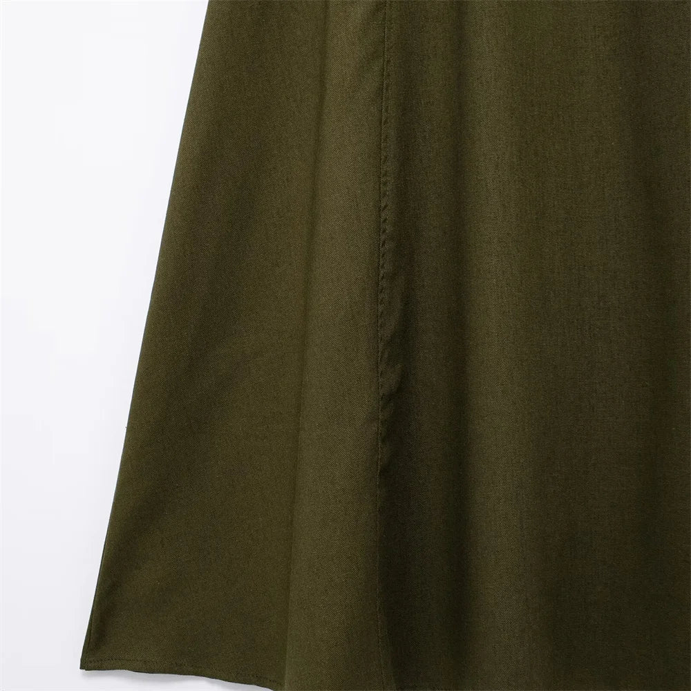 Damen - Midirock - Polyester/Leinen - Mit Gürtel - Herbst