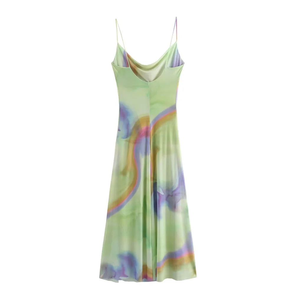 Damen - Langes Kleid mit schmaler Passform - offener Rücken, Tierprint - Sommer