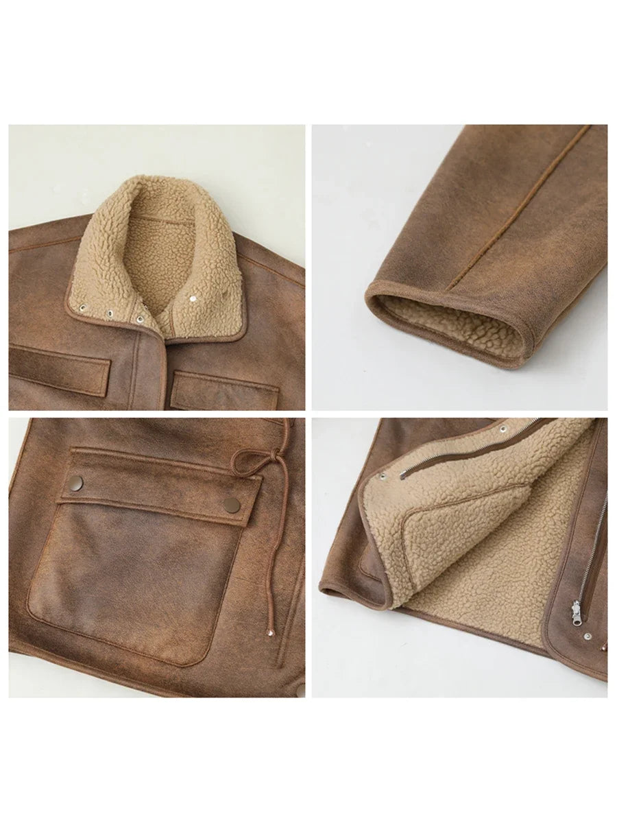 Damen - Jacke - Wendejacke aus Wildleder - Motorrad-Outdoorbekleidung - Winter