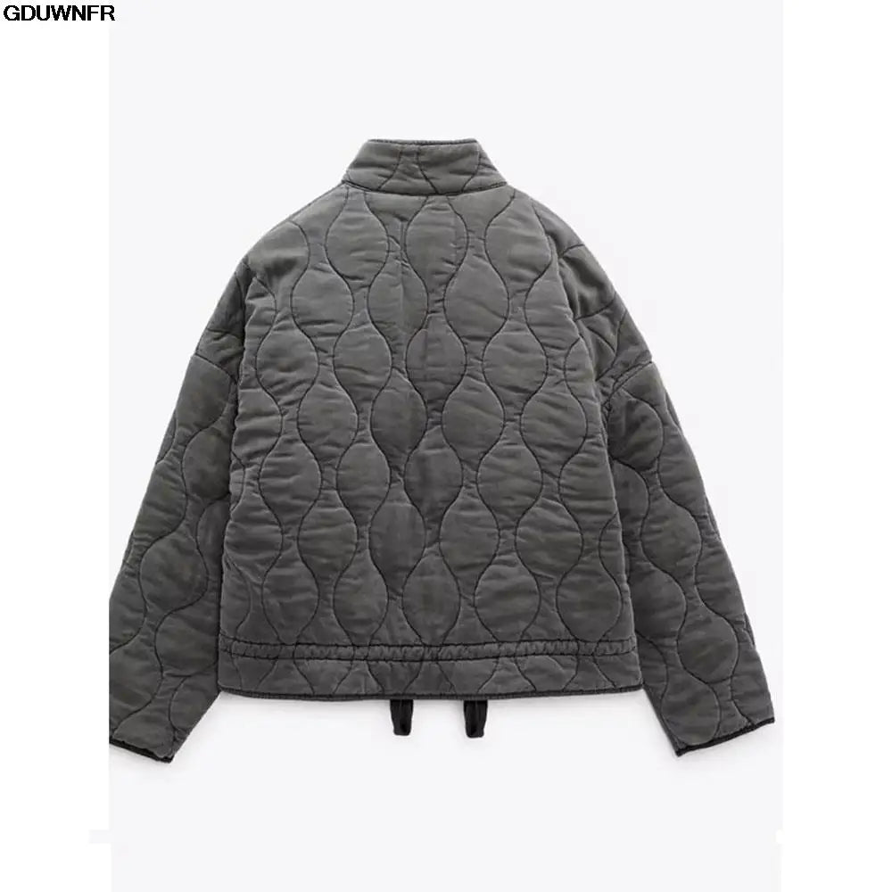 Damen - Mantel - Baumwolle - Vintage Kordelzug - Wintermode