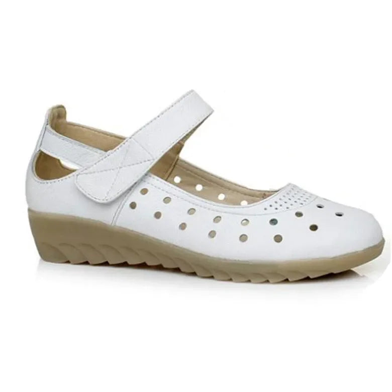 Damen- Sandale- hohl- Schlupf- Knöchelriemen- Echtes Leder- Sommer
