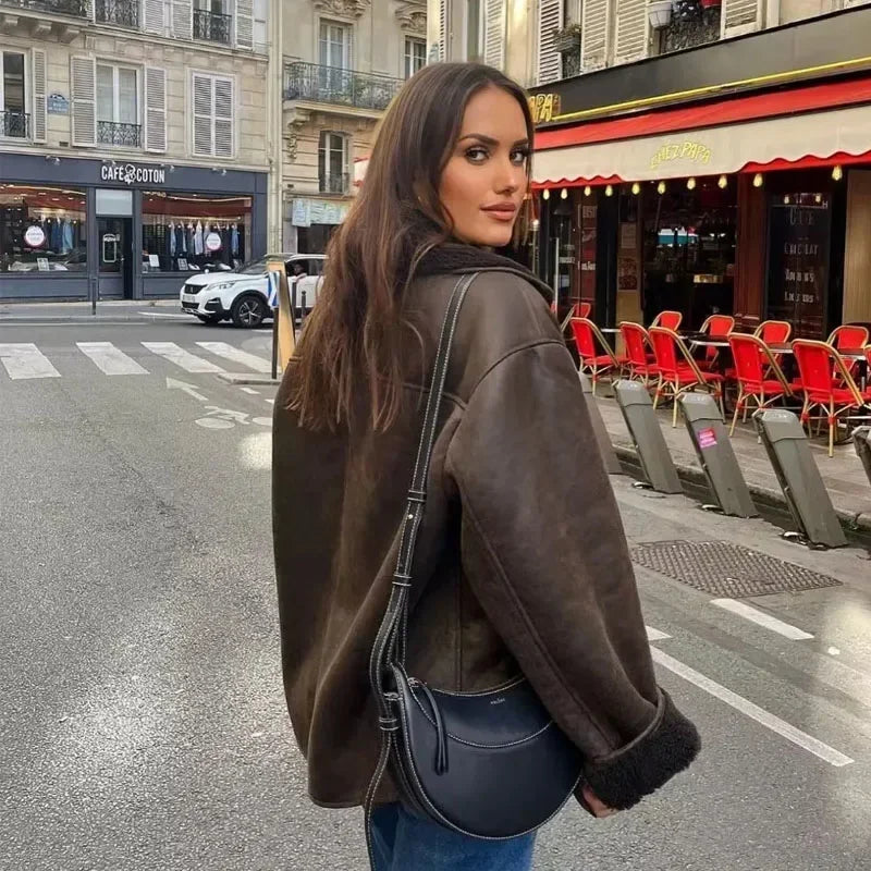 Damen - Dicke Plüschjacke - Warmer Mantel - Outdoorbekleidung - Winter