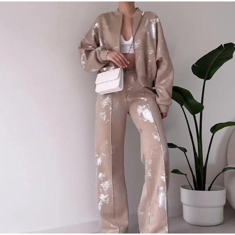 Langärmeliges Set im Alltagsstil mit bedrucktem Design