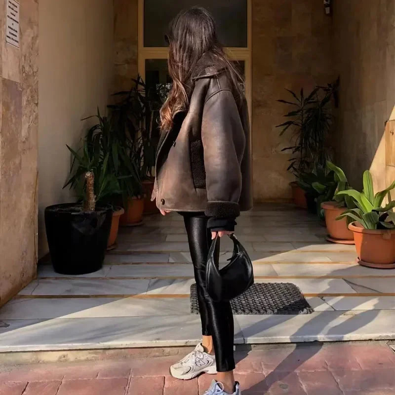 Damen - Dicke Plüschjacke - Warmer Mantel - Outdoorbekleidung - Winter